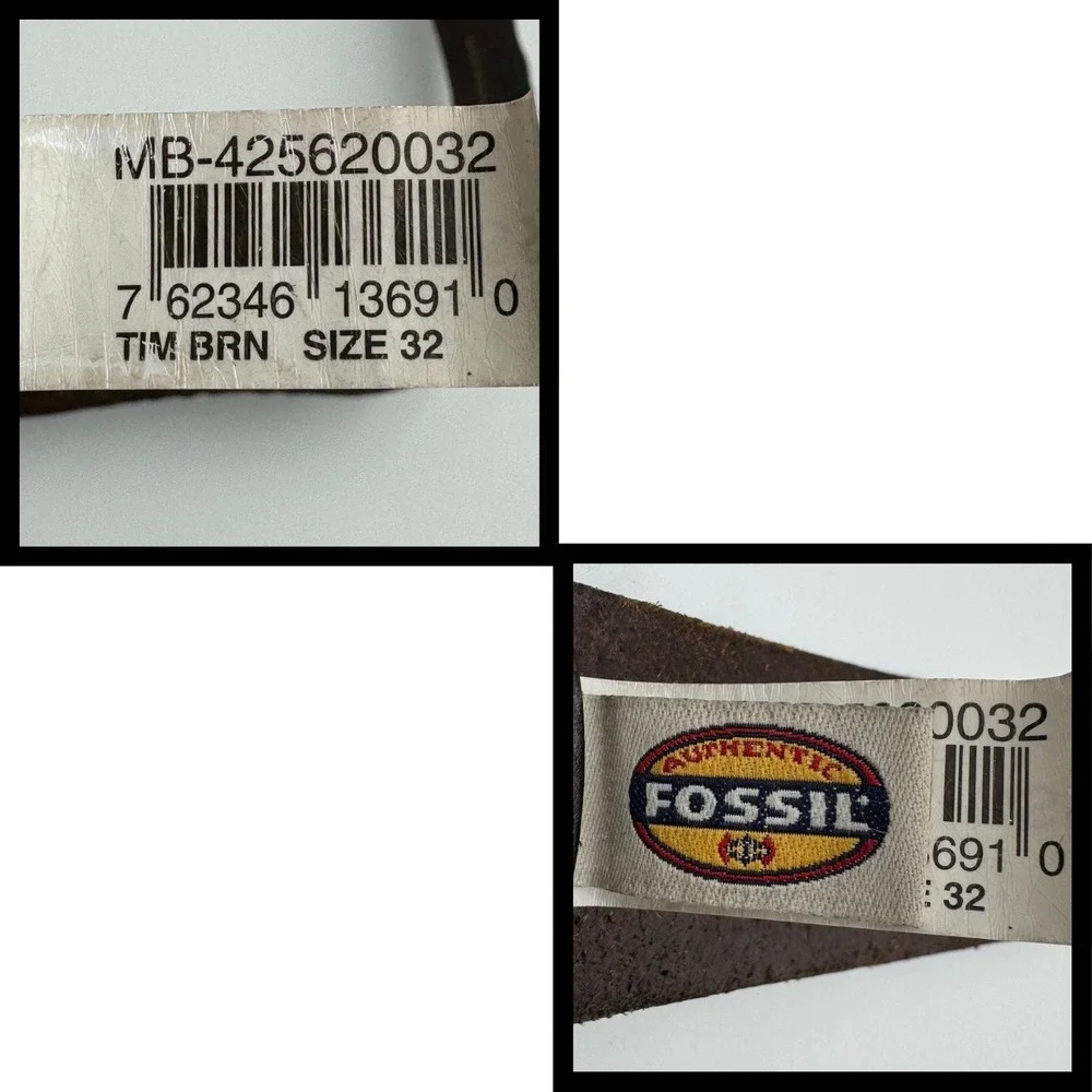 Fossil Full Grain Cowhide Leather Belt Distressed Whipstitch Buckle‎ 32 Brown